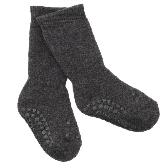 NWT GoBabyGo Non-Slip Rubber Grip Tall Socks (Dark Gray, Organic Cotton Terry) - Picture 1 of 8